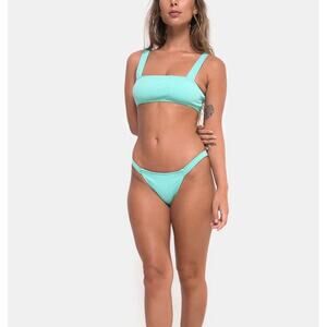 $75 NWT Motel Febe Bikini Top & bottom In Mini Rib Mint size small S